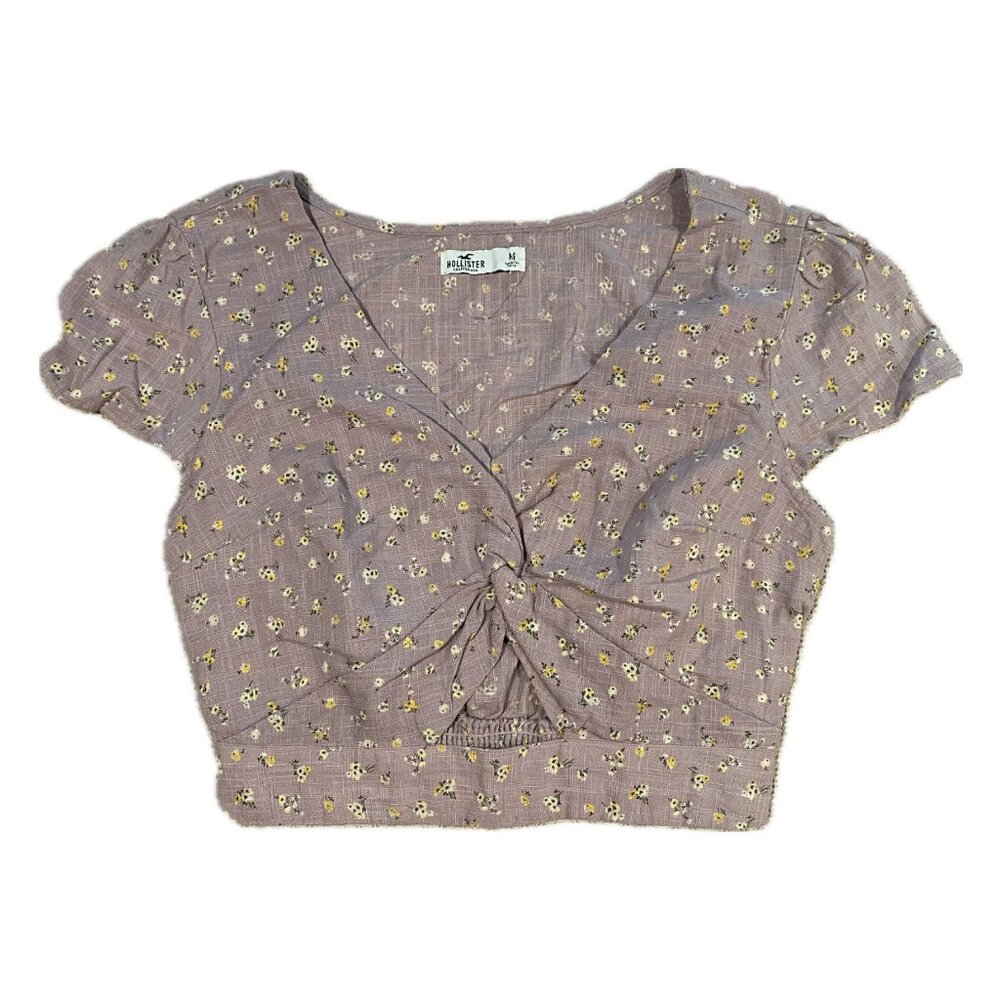 Hollister Keyhole Crop Top - Purple Floral - Size Medium - NWOT